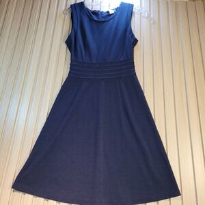 Fury Womens Navy Blue Sleeveless Banded Waist Fit and Flare Dress Small 6F7061